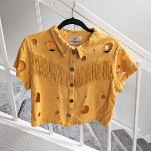 Fashion Brand Company Swiss Cheese Fringe Blouse size M